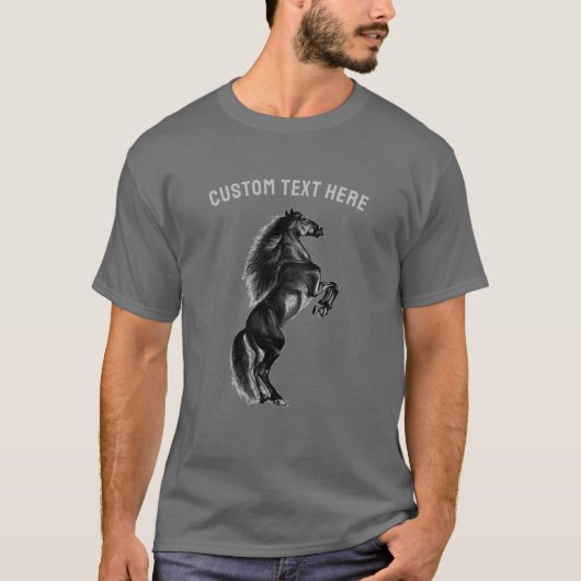 Mustang Paard T-shirt met aangepaste tekst (Voorkant)