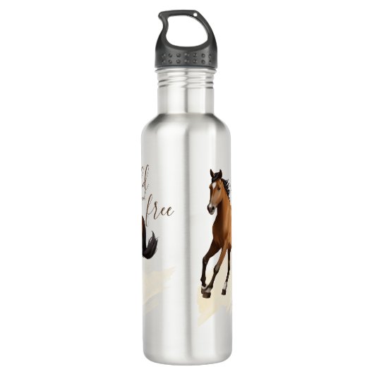 Mustang paard wild en vrij gepersonaliseerd paard waterfles  (Achterkant)