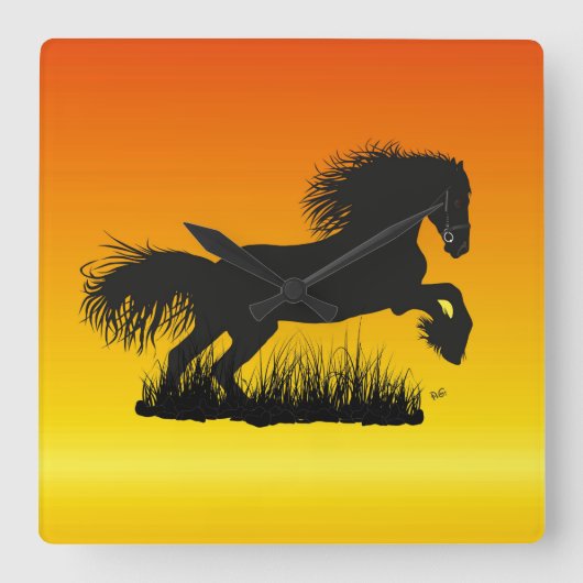 Mustang Pferdeliebhaber Uhr Vierkante Klok (Voorkant)