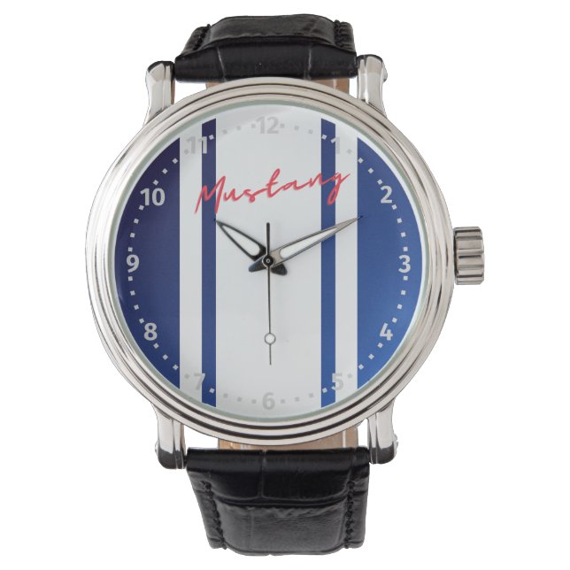 Mustang Watch Blauw en Wit Horloge (Voorkant)