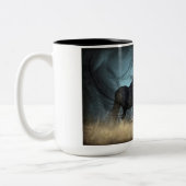 Mustang Wild Black Stallion en Cloud BeverageMug Tweekleurige Koffiemok (Links)
