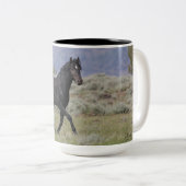 Mustang Wild Black Stallion en Cloud BeverageMug Tweekleurige Koffiemok (Voorkant rechts)
