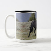 Mustang Wild Black Stallion en Cloud BeverageMug Tweekleurige Koffiemok (Links)