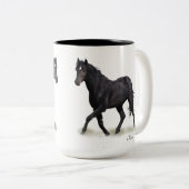 Mustang Wild Black Stallion en Cloud BeverageMug Tweekleurige Koffiemok (Voorkant rechts)