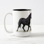 Mustang Wild Black Stallion en Cloud BeverageMug Tweekleurige Koffiemok (Links)