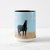Mustang Wild Black Stallion en Cloud BeverageMug Tweekleurige Koffiemok (Center)