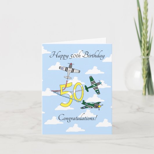 Mustangs 50e (Blue Sky) Verjaardag Kaart (Voorkant)