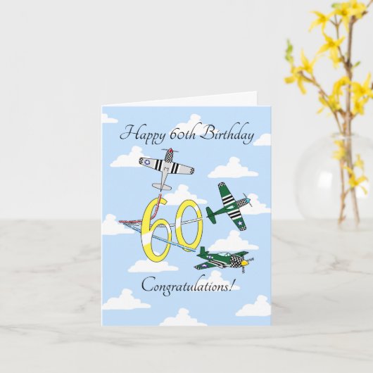 Mustangs 60e (Blue Sky) Verjaardag Kaart (Gele Bloem)