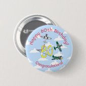 Mustangs 80ste verjaardagsbadge Blauwe Lucht Ronde Button 5,7 Cm (Voorkant /achterkant)