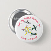 Mustangs 90ste verjaardagsbadge ronde button 5,7 cm (Voorkant /achterkant)