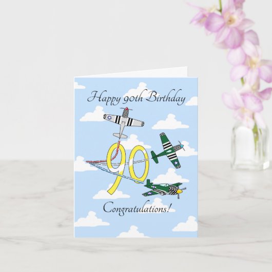 Mustangs 90th (Blue Sky) Birthday Card Kaart (Orchidee)