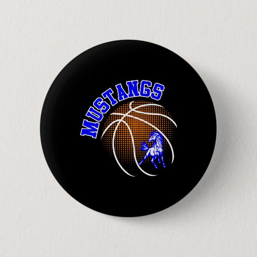 Mustangs Sketll Mustang Pride School Spirit Mascot Ronde Button 5,7 Cm (Voorkant)