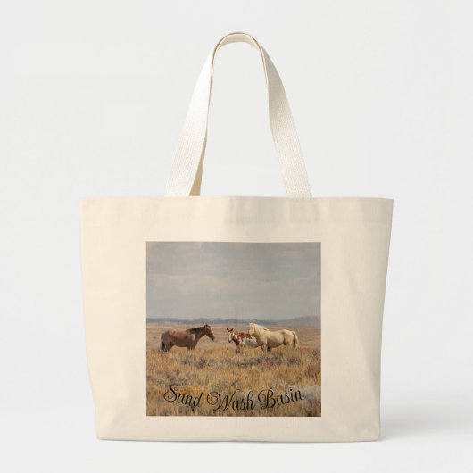 Mustangs van Sand Wash Basin Grote Tote Bag (Voorkant)