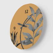 Mustard Black en Gray Artistic Waterverf Botanical Grote Klok (Hoek)