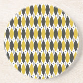 Mustard & Black Modern Geometric Diamond Pattern Zandsteen Onderzetter (Voorkant)
