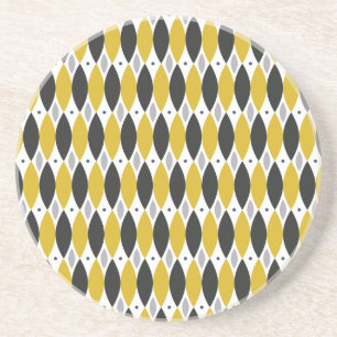Mustard & Black Modern Geometric Diamond Pattern Zandsteen Onderzetter
