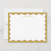 Mustard & Blush Pink Wavy Border Note Card Kaart (Voorkant)