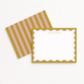 Mustard & Blush Pink Wavy Border Note Card Kaart