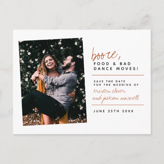 Mustard Booze Food & Bad Dance Moves Sparen de Dat Briefkaart (Voorkant)