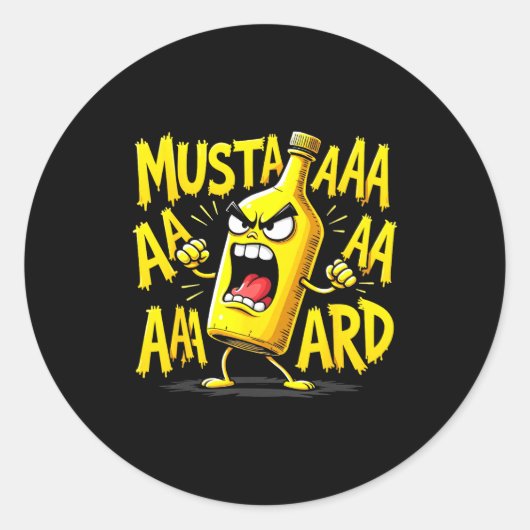 Mustard Bottle Scream Funny Condiment Rap Humor Ronde Sticker (Voorkant)