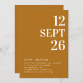 Mustard Brown Elegant Fall Wedding | Photo & QR Kaart (Voorkant / Achterkant)