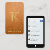 Mustard Brown Mock Leather iPhone Style Visitekaartje (Voorkant / Achterkant)