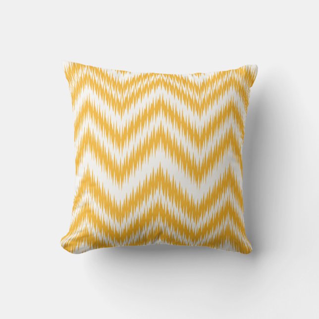 Mustard Chevron Ikat Pattern Pillow Kussen (Voorkant)