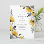 Mustard Chic Botanical Wedding Kaart (Staand voorkant)