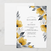 Mustard Chic Botanical Wedding Kaart (Voorkant / Achterkant)