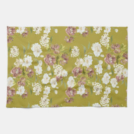 Mustard Cranberry Floral Kitchen Towels Theedoek