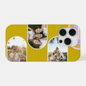 Mustard Cute Modern 3 Photo Layout Custom iPhone Hoesje (Achterkant horizontaal)
