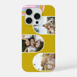 Mustard Cute Modern 3 Photo Layout Custom iPhone 15 Pro Case