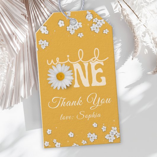 Mustard Daisy Wild One 1st Birthday Cadeaulabel