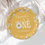 Mustard Daisy Wild One 1st Birthday Paper Plate Papieren Bordje<br><div class="desc">Retro Groovy One First Birthday Invitation</div>