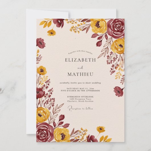 Mustard Earthy Fall Wedding Kaart (Voorkant)
