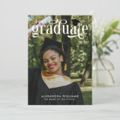 Mustard Elegant White Overlay Photo Afstuderen Kaart (Staand voorkant)