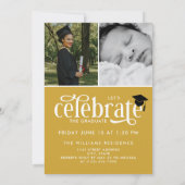 Mustard Elegant White Overlay Photo Afstuderen Kaart (Achterkant)