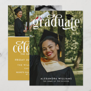 Mustard Elegant White Overlay Photo Afstuderen Kaart