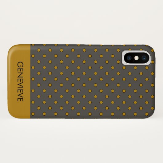 Mustard en Brown Polka Dots Pattern Monogram Case-Mate iPhone Case (Achterkant (horizontaal))