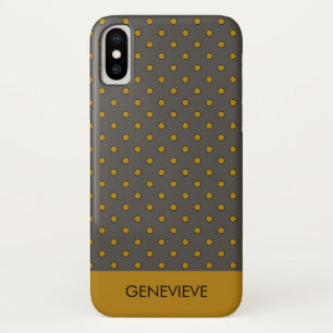 Mustard en Brown Polka Dots Pattern Monogram iPhone X Hoesje