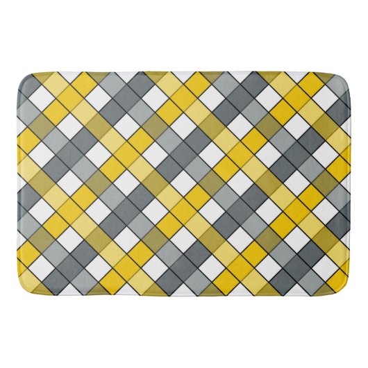 MUSTARD EN CHARCOAL PLAID BADMAT (Voorkant)