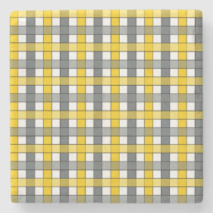 MUSTARD EN CHARCOAL PLAID STENEN ONDERZETTER