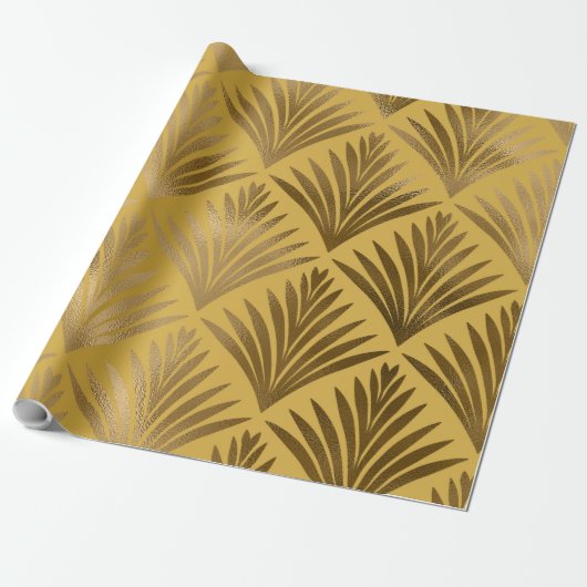 Mustard en Gold Art Deco 16-01 Cadeaupapier (Uitgerold)