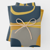 Mustard en marine van de moderne Retro Patronen in Inpakpapier Vel (In situ)