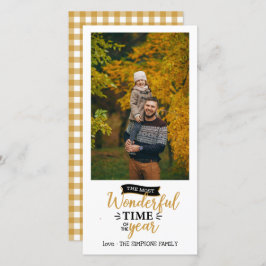 Mustard Gingham Holiday Foto Kaart