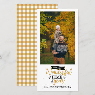 Mustard Gingham Holiday Foto Kaart