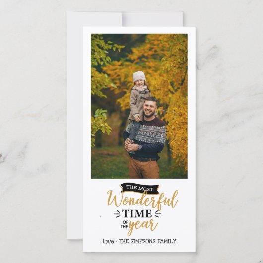 Mustard Gingham Holiday Foto Kaart (Voorkant)