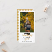 Mustard Gingham Holiday Foto Kaart (Voorkant / Achterkant in situ)