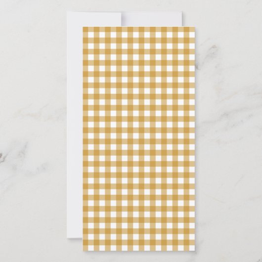 Mustard Gingham Holiday Foto Kaart (Achterkant)