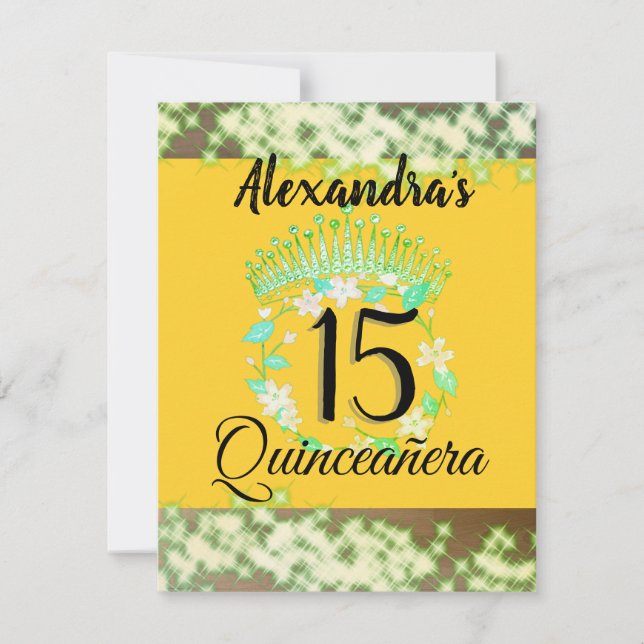 Mustard Gold Elegant Quinceanera Viering (Voorkant)